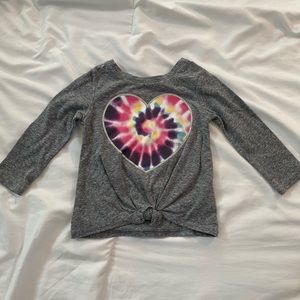 12 MONTH COLORFUL TIE DYE TODDLER BABY GIRL LONG SLEEVE TEE WITH TIE KNOT FRONT